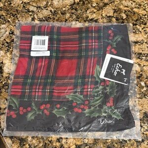 Echo Festive Plaid Scarf with Holly Design